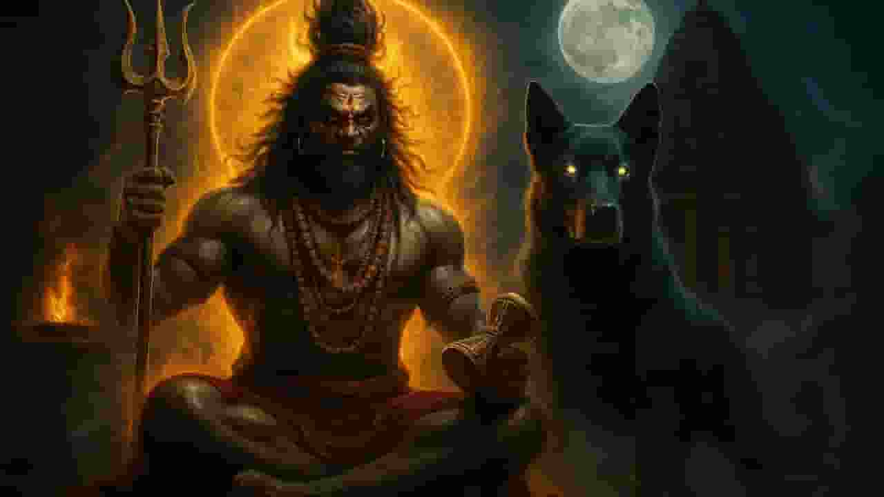 Symbolic picture of Lord Bhairava and his vehicle dog
