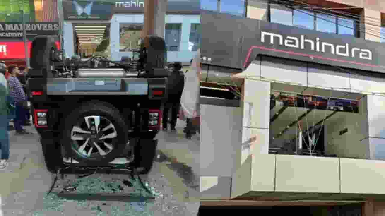 नींबू पर चढ़ाना था टायर, थार लेकर पहली मंजिल से नीचे गिरी महिला  Delhi thar showroom