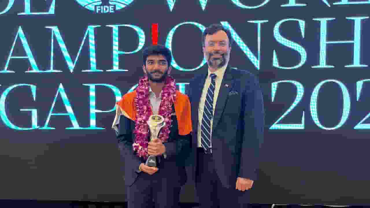 AICF के अध्यक्ष नितिन नारंग बोले, 'क्राउन प्रिंस ऑफ चेस हैं गुकेश' d gukesh and nitin narang