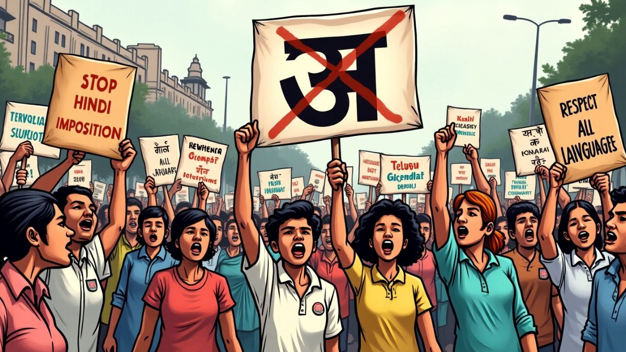 भारत कैसे भाषा पर लड़ने लगा? पढ़ें हिंदी विरोध की पूरी कहानी AI Generated Image