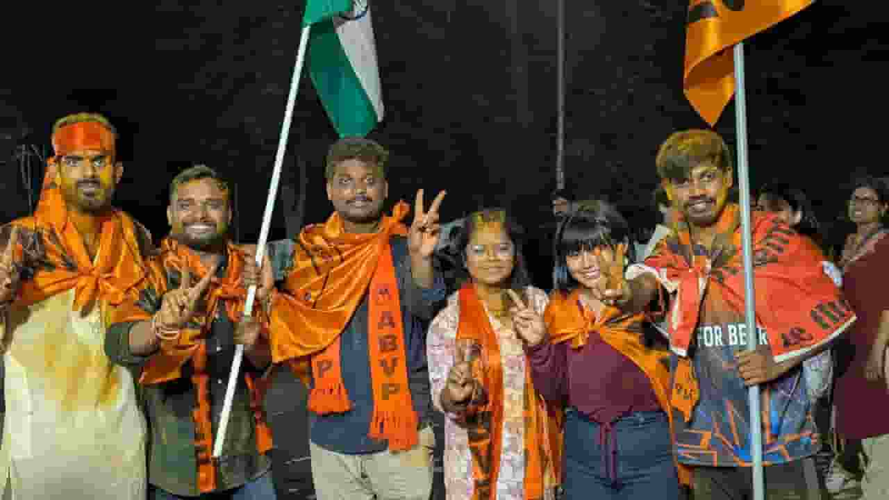 दिल्ली के बाद हैदराबाद यूनिवर्सिटी में ABVP ने जीत का परचम लहराया representational image hyderabad university। Photo Credit: PTI